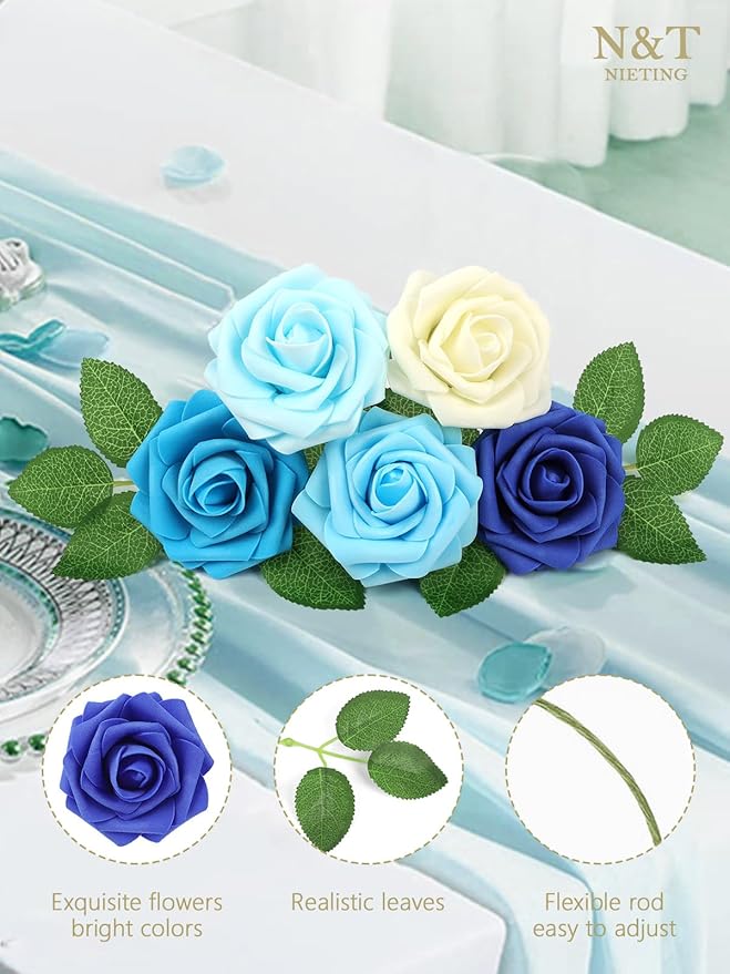 N&T NIETING Blue Roses Artificial Flowers, Series Blue - Image 7