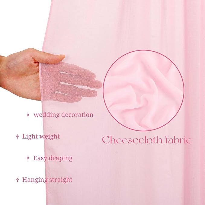 6 Panels Pink Ceiling Drapes for Wedding, 5ftx15ft Ceiling Drapes Cheesecloth - Image 4