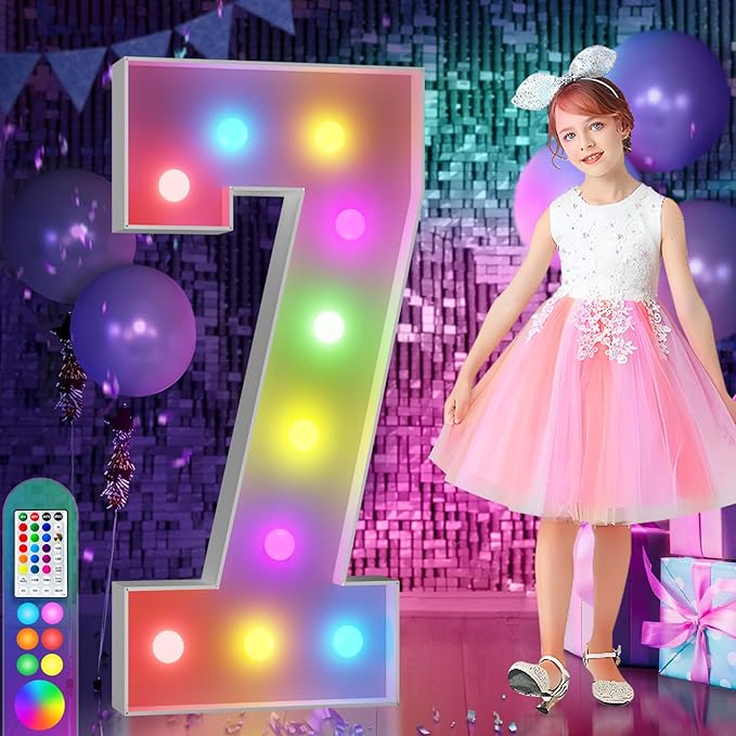 imprsv 4FT Colorful Marquee Numbers, 18 Colors Number 7 by Letsmakeitimpressive