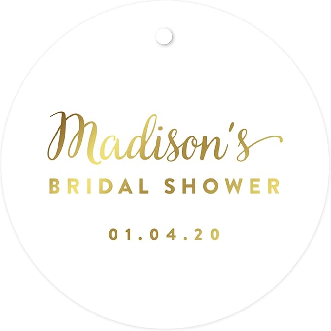 Andaz Press Personalized Round Circle Wedding Gift Tags, Metallic Gold Ink by AndazPress