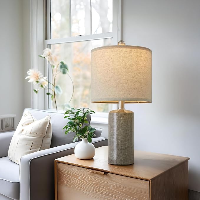 20.25/inch Modern Ceramic Table lamp Set of 2 Small Farmhouse Bedside lamp Dark - Image 7