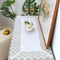 White lace Premium Rectangle Farmhouse Table Runner Waterproof OilProof by BrekSdat
