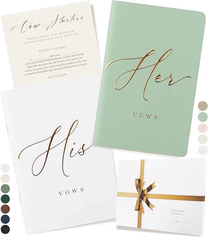 ARTESORI Wedding Vow Book for Her & Him, Soft Touch, 28 Lined Pages, Wedding by Artesori