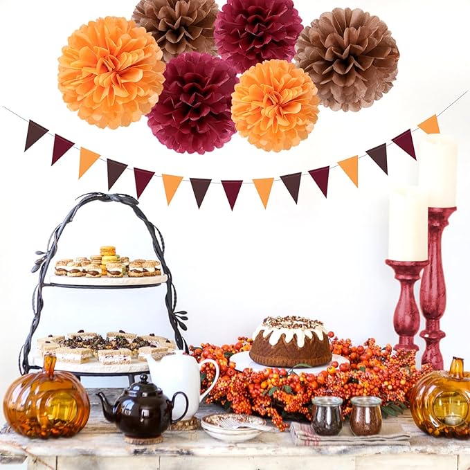 Brown Burgundy Orange Party-Decorations - Image 7