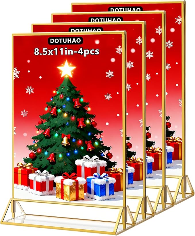 Acrylic Sign Holder, 8.5 x 11 In 4 Pack Acrylic Sign, Flyer Holder, Table Signs by DOTUHAO