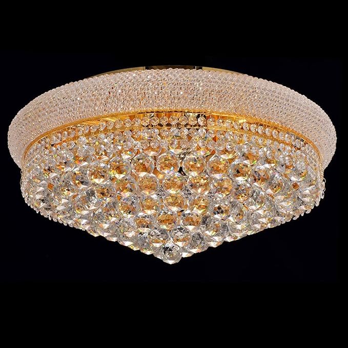 11-Lights Golden Finish Classic Empire Style K9 Crystal Chandelier Ceiling Light - Image 9