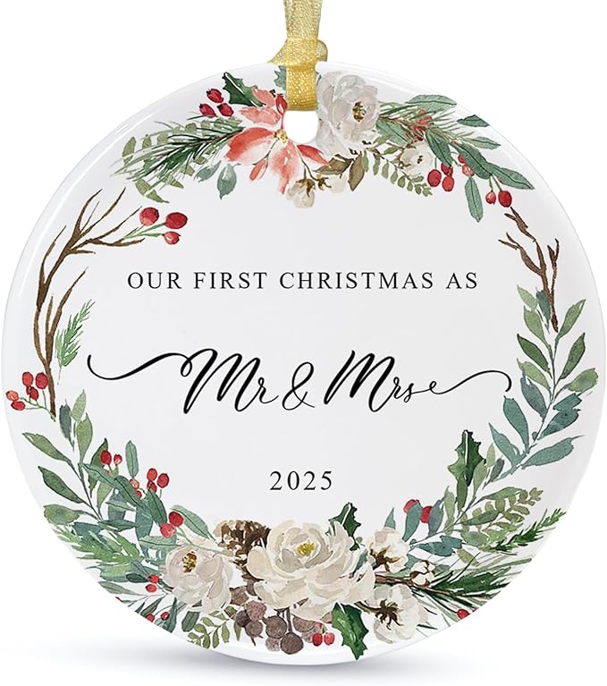 2025 First Christmas Married Ornament, First Year as Mr and Mrs Christmas by SIABERTERL
