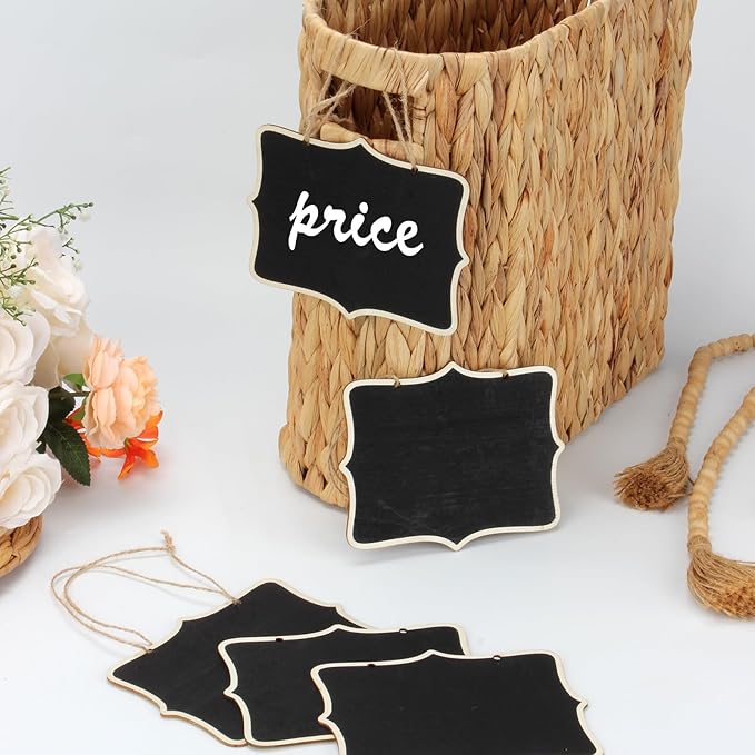 12 Pcs Mini Wooden Chalkboard Signs - Image 3