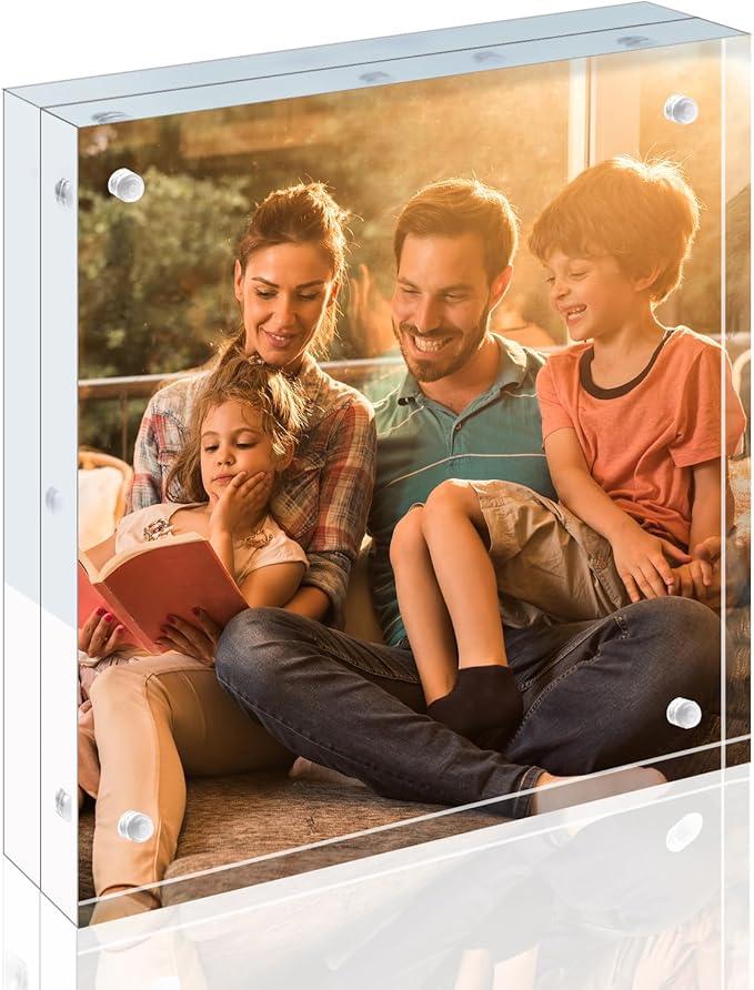 Egofine 8x8 Acrylic Frame, 20mm Thicker Frameless Clear Picture Frame, Double by Egofine