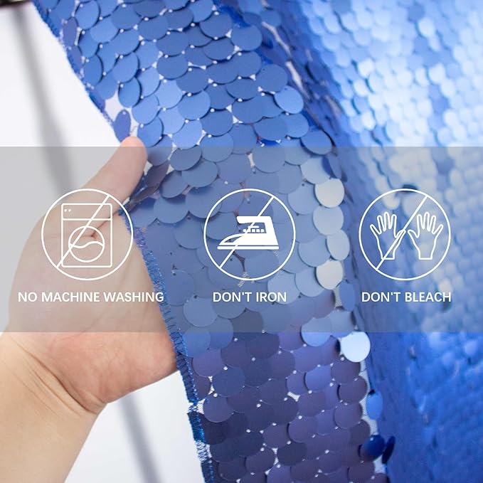 JYFLZQ Blue Payette Sequin Backdrop Curtains 4ft x 8ft 2 Panels Shimmer Wall - Image 7