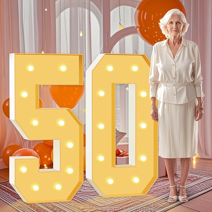 4FT Marquee Numbers 50, Large Light Up Numbers 50th Birthday Decorations by HITINO
