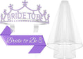 3Pcs Bride to Be Crown with Sash and Veil by Papoopy
