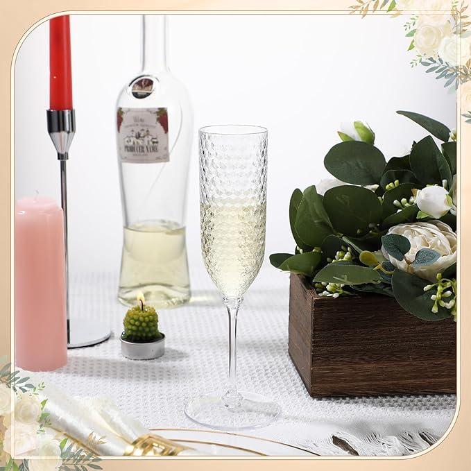 Remerry 24 Pack Detachable Plastic Champagne Flutes 5.5 oz Champagne Glasses - Image 2