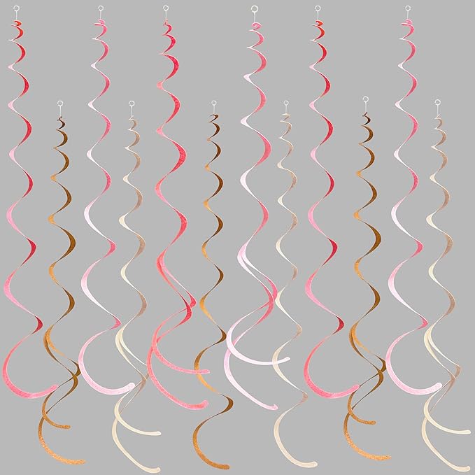 36 Pcs Boho Hanging Swirl Decorations Brown Blush Pink Felt Swirl Streamer by pinkblume