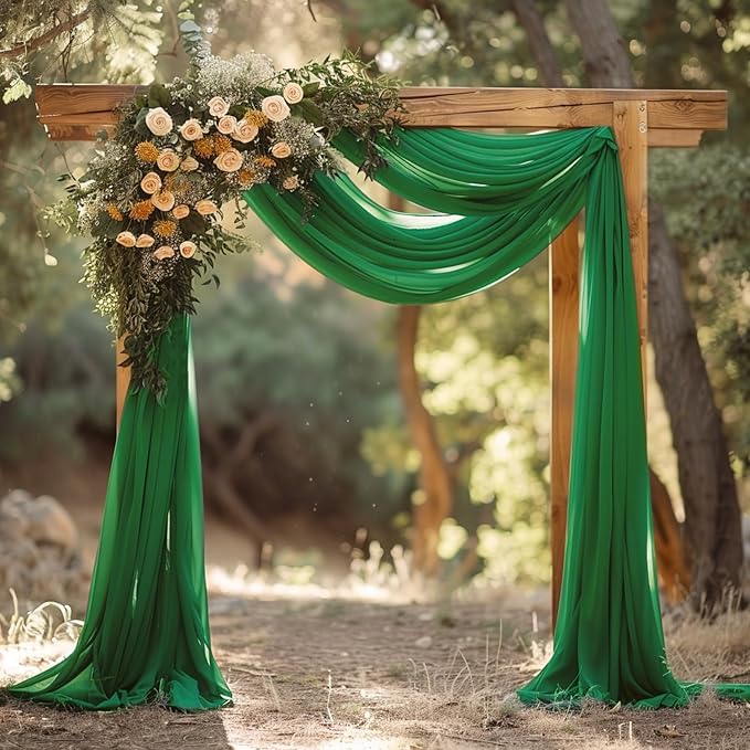 Wokceer Emerald Green Wedding Arch Draping Fabric Backdrop 4 Panels 28.7" X - Image 7