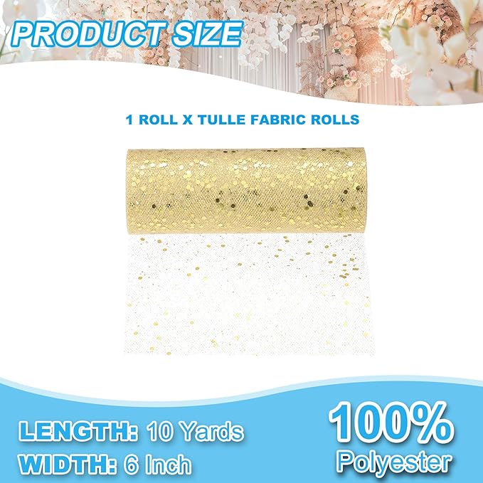 PATIKIL Tulle Fabric Rolls, 6 Inch by 10 Yards Fabric Spool Tulle Sparkling - Image 2