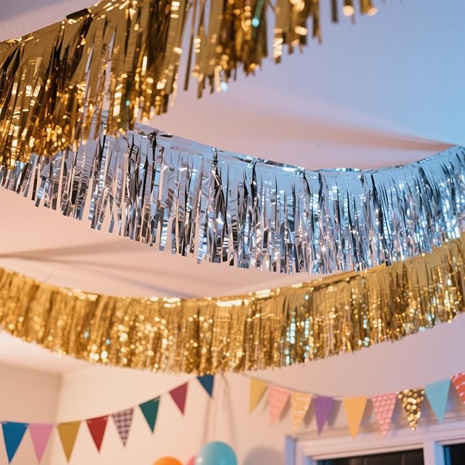 6 Pack Red Total 60 Feet Foil Fringe Garland Metallic Tinsel Banner Wall - Image 9