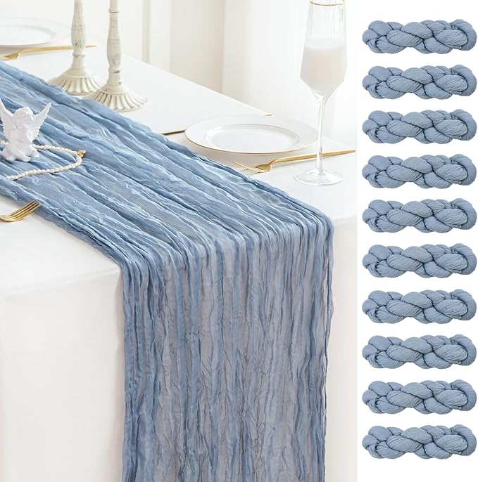 Sioloc 10 Pack Dusty Blue Cheesecloth Table Runner Fall Autumn Decor by HEALTHYCOMFORTLIFE