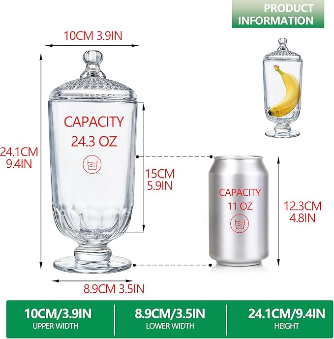 2 Pack 24oz Clear Glass Candy Jars - Image 2