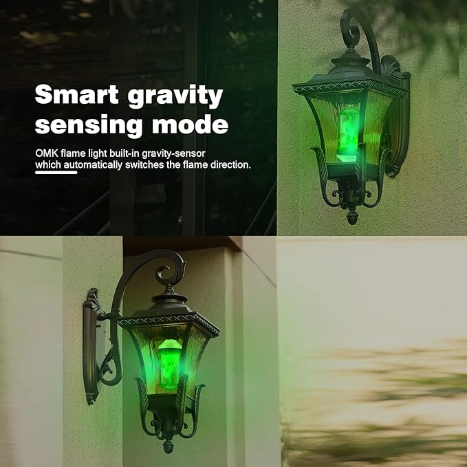 OMK 4 Pack Green Light Bulbs, Christmas Flame LED Light Bulbs Decorations - Image 4
