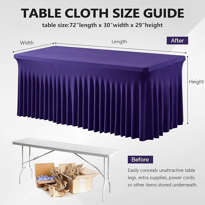 Wish Care 2 Pack Dark Purple Spandex Table Clothes - Image 3