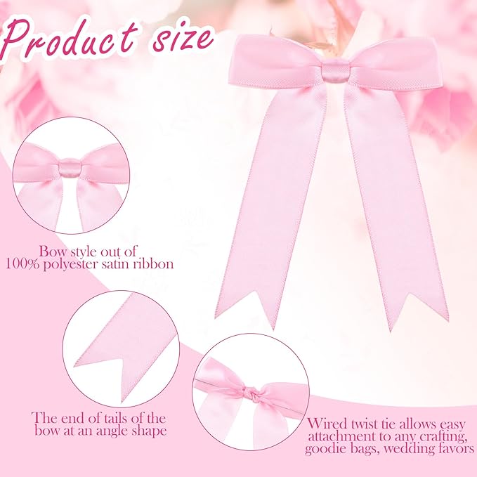Riceshoot 24 Pcs Satin Ribbon Bow 3.5x5 Inch Twist Tie Bows - Image 4