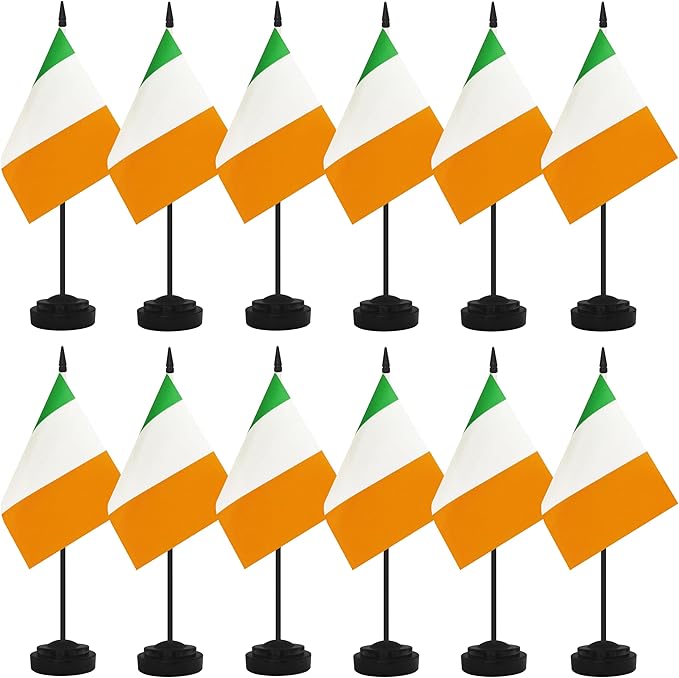 12 Pack Ireland Desk Flags, Irish Desktop Flag, Small Miniature Office Flags by Unknown