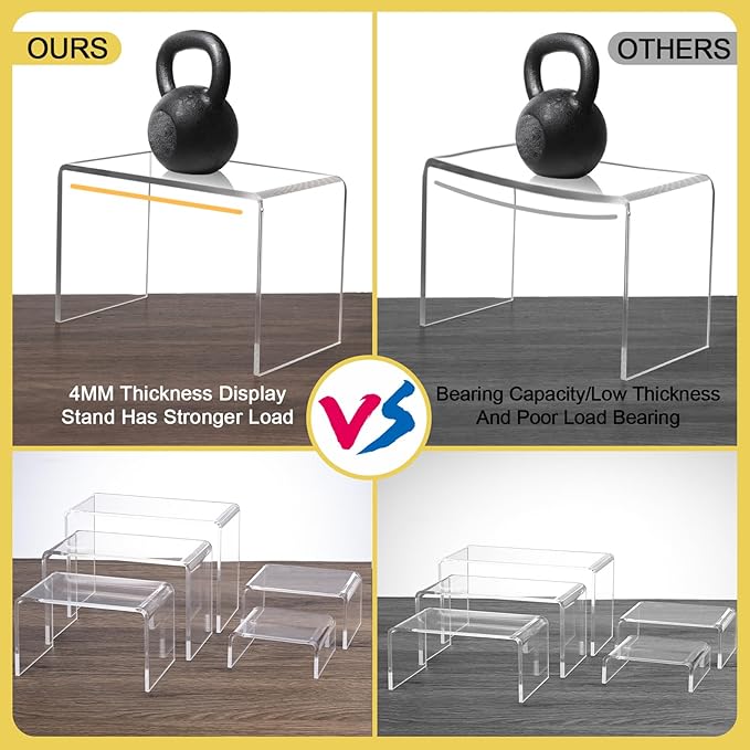 10 Pcs Acrylic Display Risers, 2 Sets Small Size Acrylic Risers Display Stands - Image 7