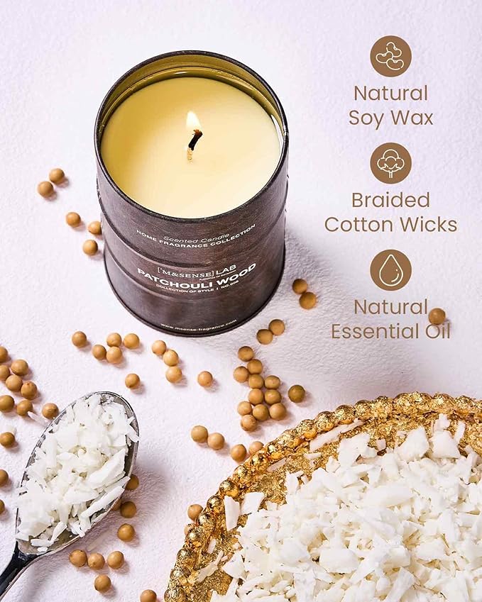 M&SENSE Patchouli Wood Scented Candles Natural Non Toxic, Aromatherapy Candle - Image 3