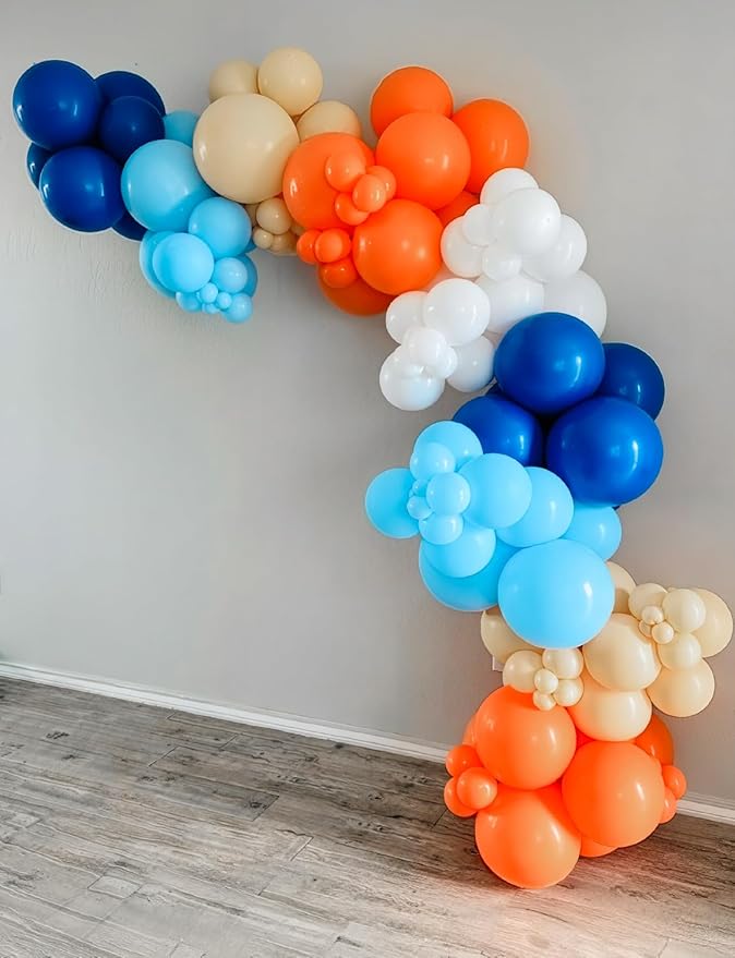 Blue and Orange Balloons – 12 Inch Blue Orange Balloons Set Thick Nude Balloon - Image 7