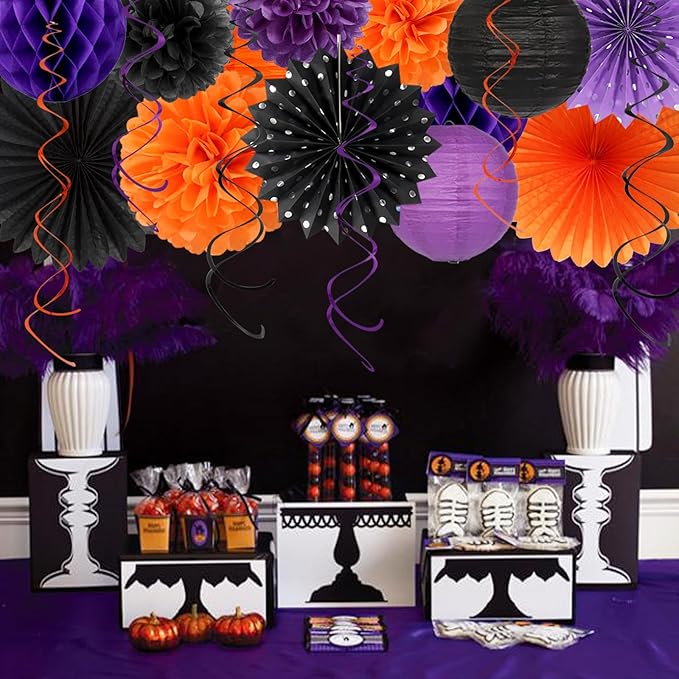 Black-Purple Orange Happy-Halloween Party-Decorations - Image 6