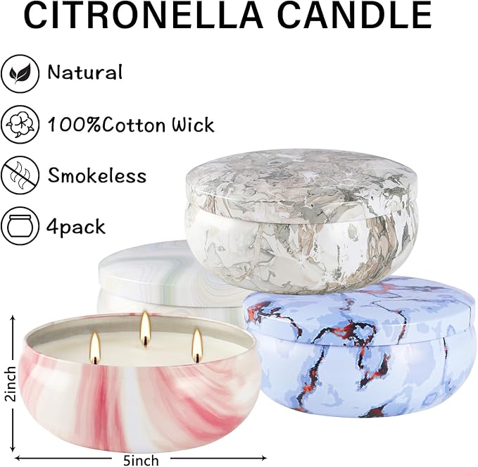 30-Hour Citronella Candle Set – 4 x 12oz Soy Wax Candles - Image 3