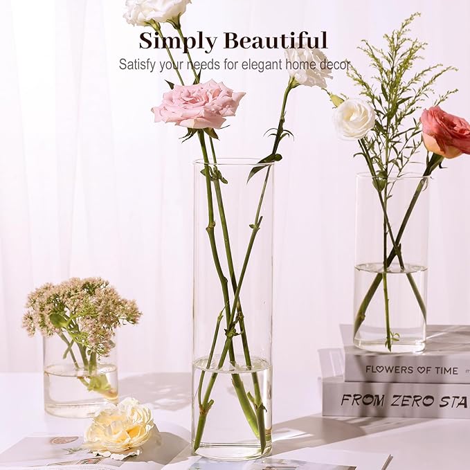 12 Pack Glass Cylinder Vases 4, 12 Inch Tall Clear Vases - Image 3