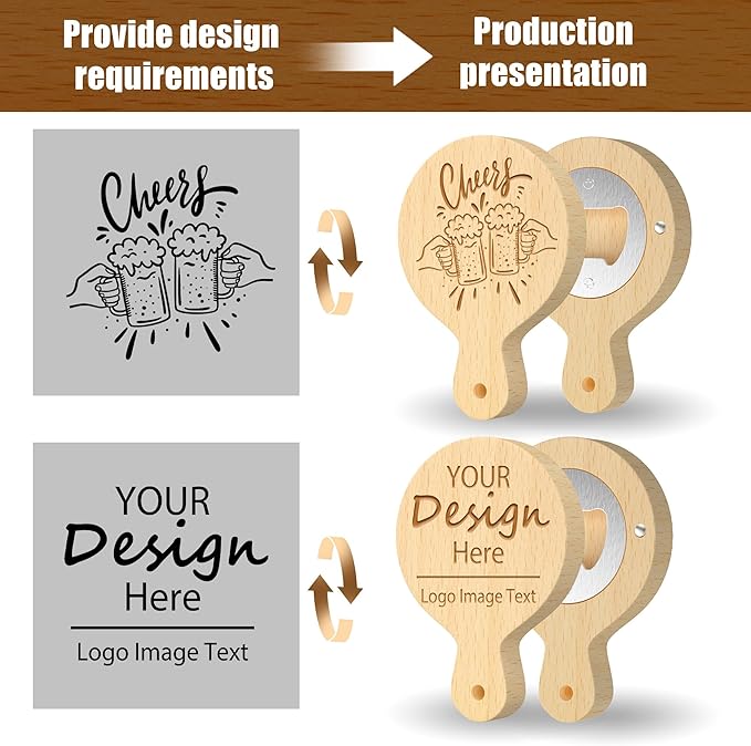 8 Custom Magnetic Bottle Opener Refrigerator, Personalized Engraved Wood Beer - Image 5