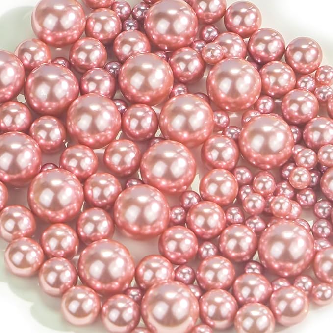 150Pcs Rose Gold Polished No Hole Faux Pearl Beads - Image 9
