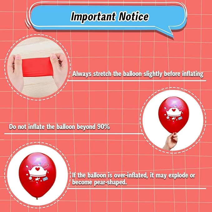 Medical Balloons, 12 Inch Blue White Red Balloons - Image 3