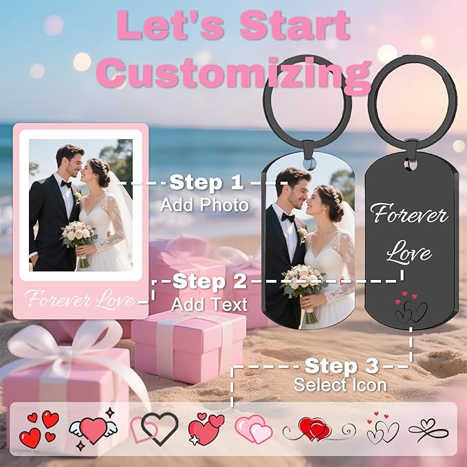 Custom Keychain with Picture, Personalized Double-sided Keychains Gifts - Image 2