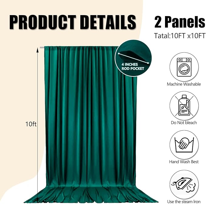 10ft x 10ft Lake Green Backdrop Curtains - Image 2
