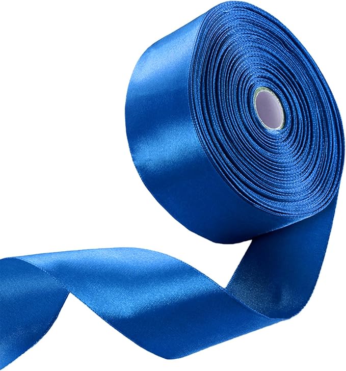 1-1/2 Inch Royal Blue Satin Ribbon 50 Yards Solid Fabric Ribbons by Celadora