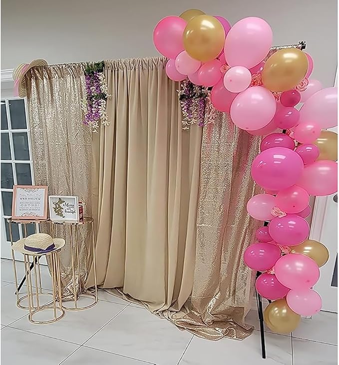 Champagne Gold Sequin Backdrop Curtain 10FTx10FT 1 Panel, Stage Sparkly - Image 2
