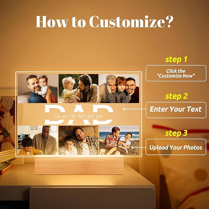 Personalized Gifts for Dad from Daughter Son, Custom Picture Frames - Image 4