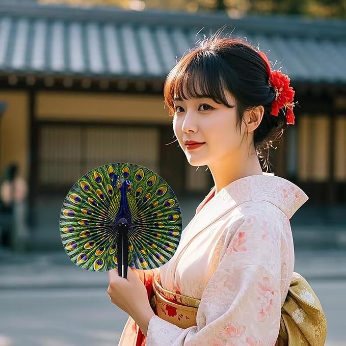 20 Pcs 10" Safari Print Peacock Fans Decorations Animal Folding Paper Hand Fans - Image 6