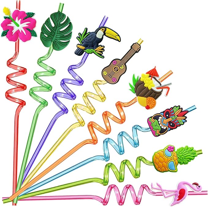 Hawaiian Luau Party Favor Drinking Straws Summer Beach Pool Birthday Party by WHYMEO