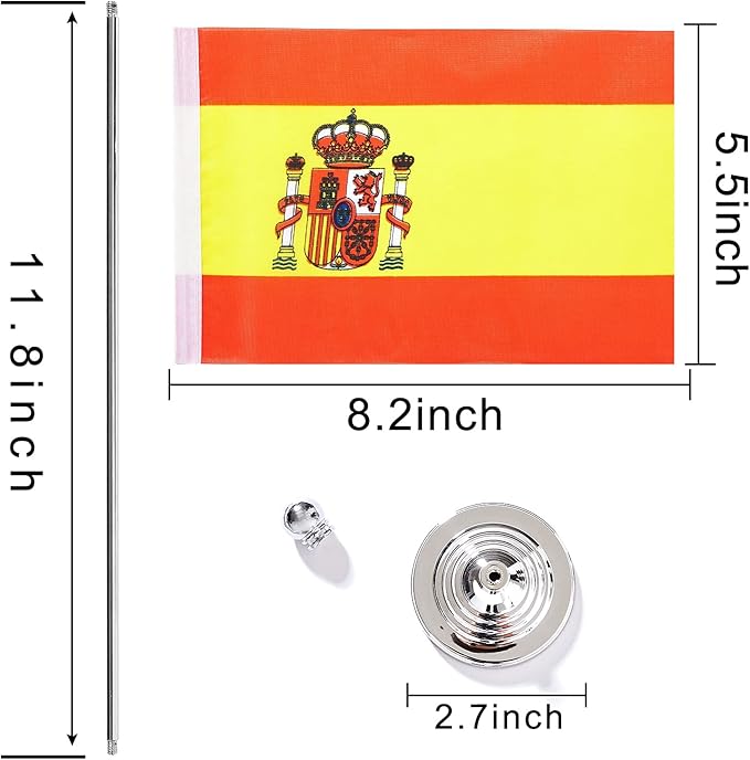 ZXvZYT 2 Pack Spain flag Spanish Table Flag Small Mini Spanish Desk Flags - Image 2