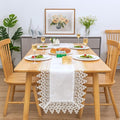 White lace Premium Rectangle Farmhouse Table Runner Waterproof OilProof by BrekSdat