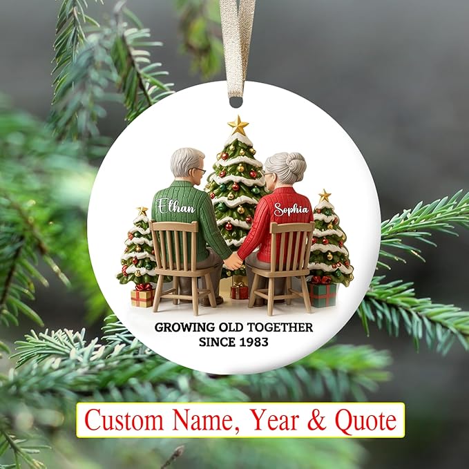 Love Signal Growing Old Together Christmas Ornament, Personalized Couple - Image 2