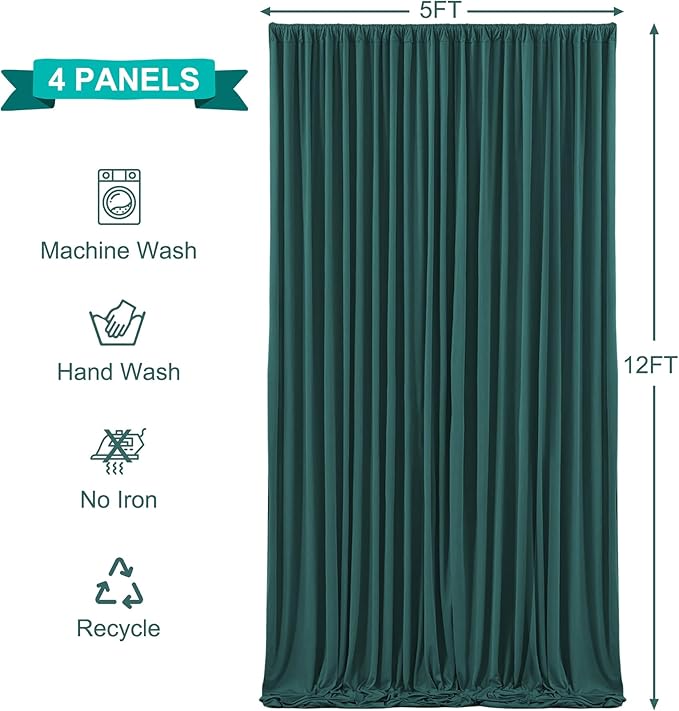 20ft x 12ft Emerald Green Backdrop Curtains Wrinkle Free Backdrop Curtain - Image 5