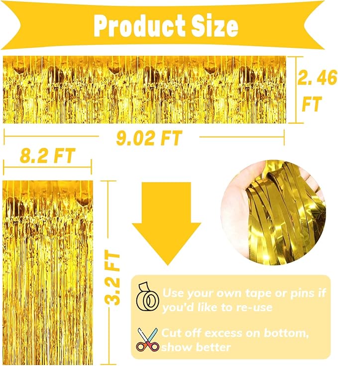 4P Metallic Foil Fringe Tinsel Table Skirts - Image 2