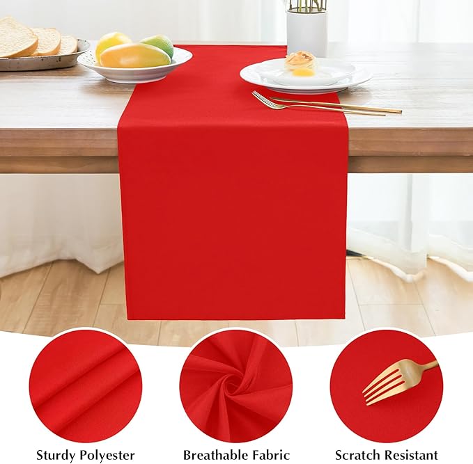 2 Pack Red Small Short Table Runner 12 x 24 Inch Solid Color Runners Coffee - Image 4