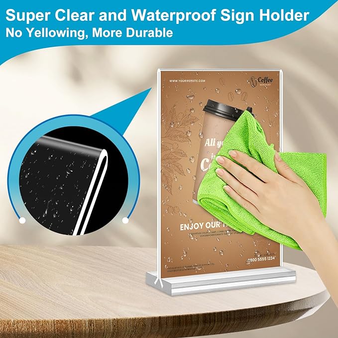 Acrylic Sign Holder 5x7, 10 Pack Clear Double Sided Table Menu Vertical Display - Image 4